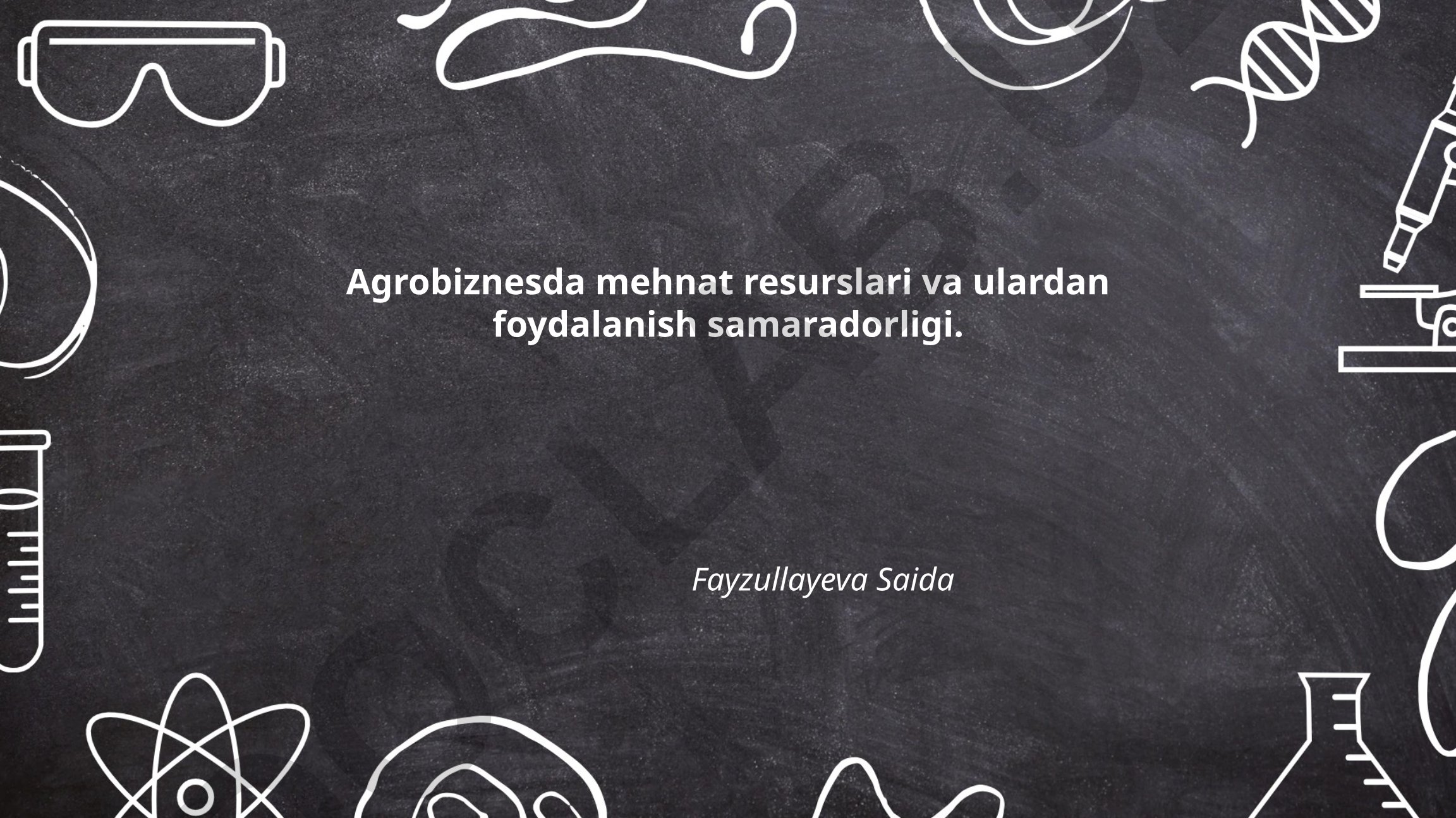 Agrobiznesda mehnat resurslari va ulardan foydalanish samaradorligi