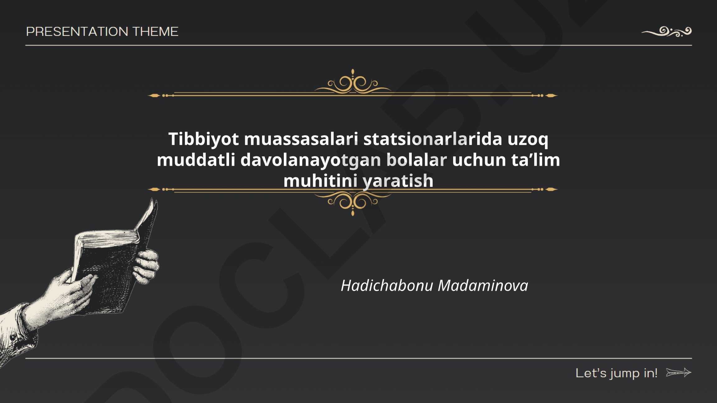 Tibbiyot muassasalari statsionarlarida uzoq muddatli davolanayotgan bolalar uchun taʼlim muhitini yaratish