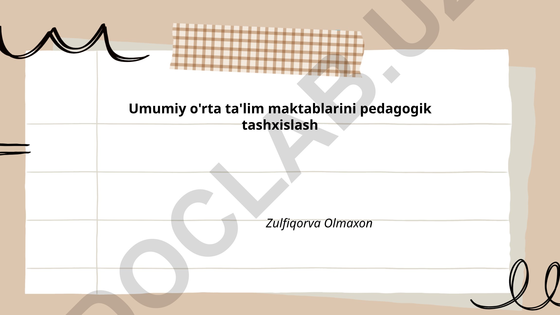 Umumiy o'rta ta'lim maktablarida pedagogik tashxislash
