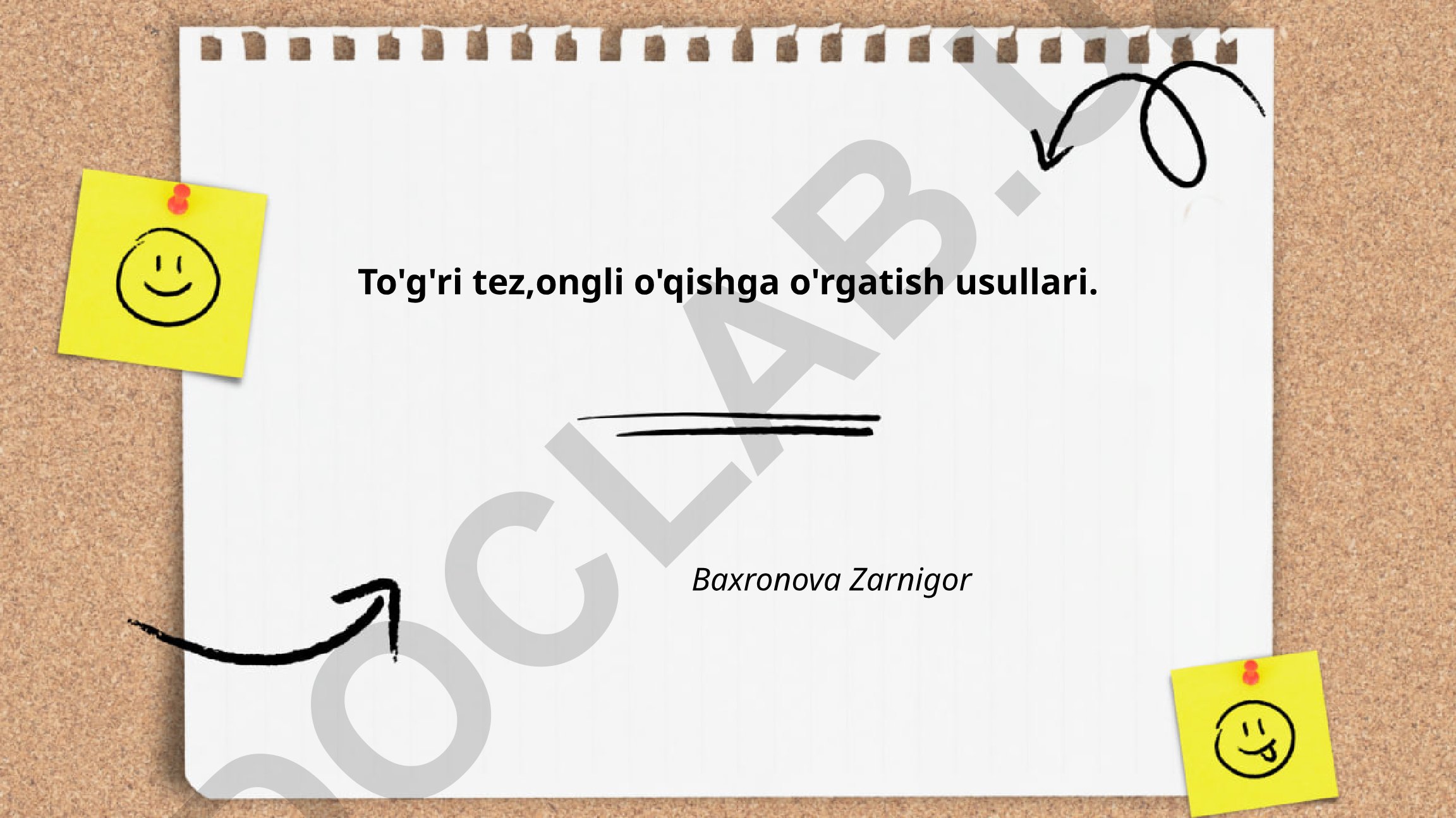 To'g'ri tez, ongli o'qishga o'rgatish usullari