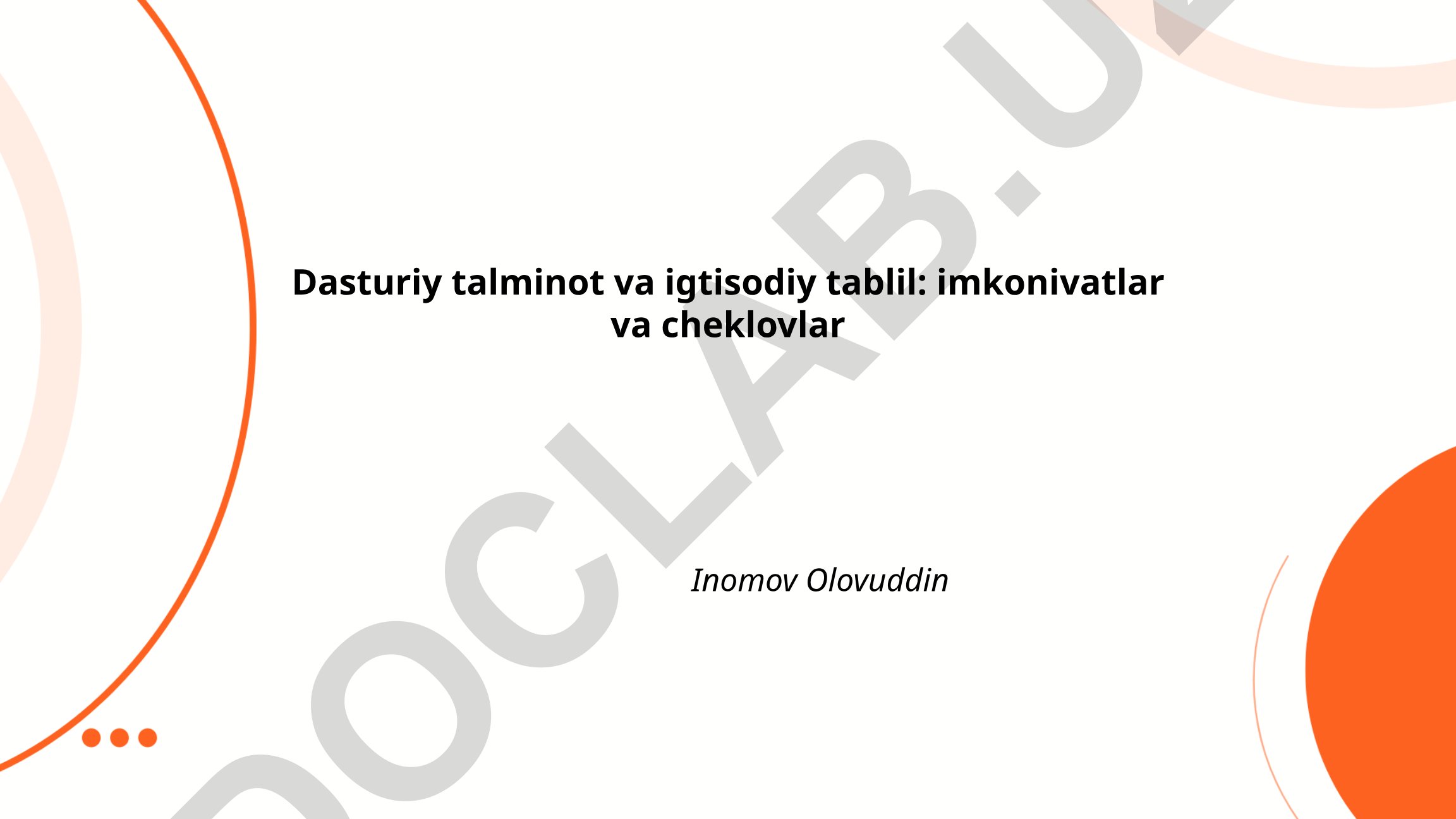 Dasturiy ta'minot va iqtisodiy tahlil: imkoniyatlar va cheklovlar