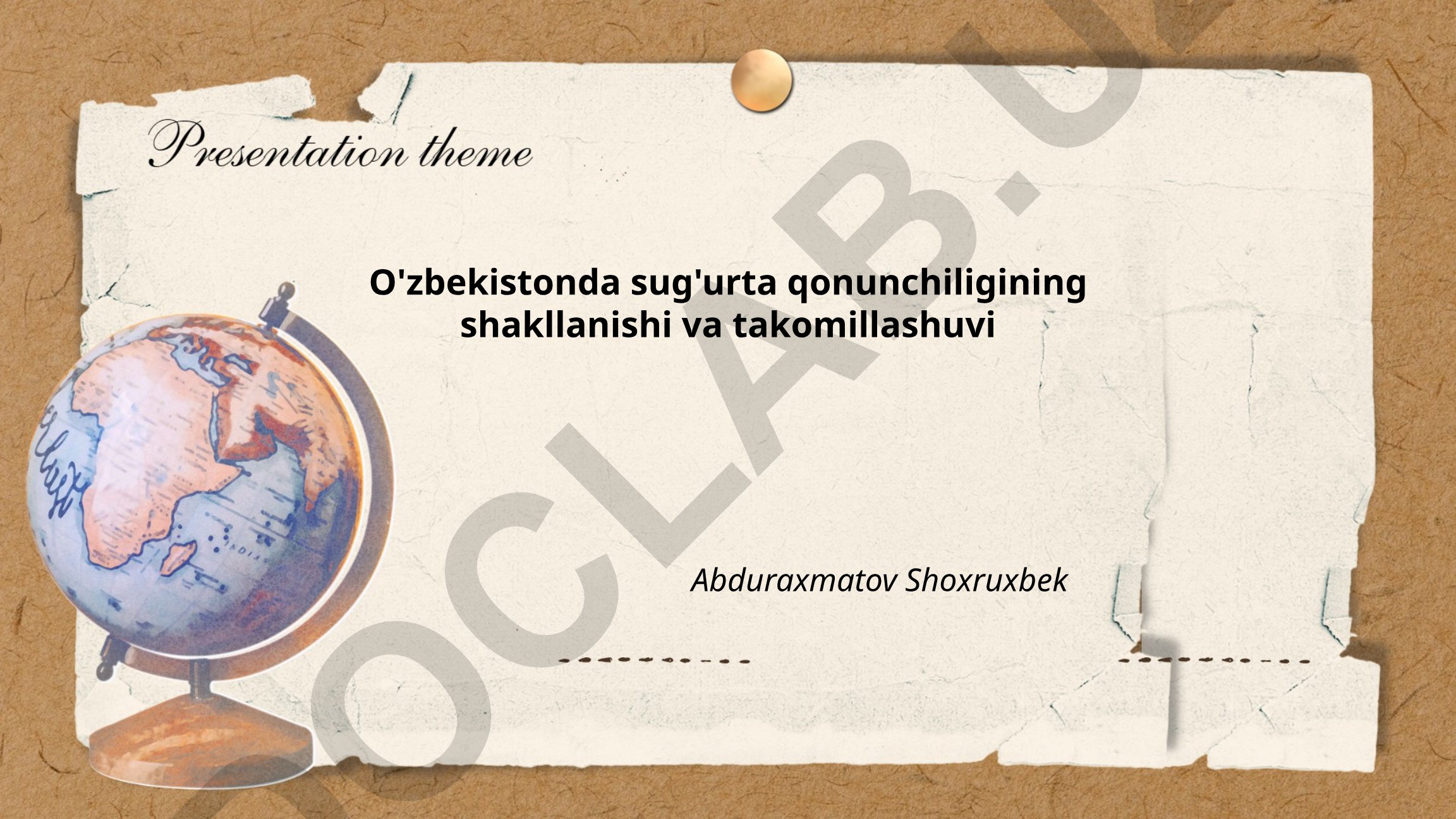 O'zbekistonda sug'urta qonunchiligining shakllanishi va takomillashuvi