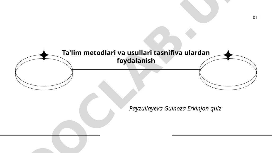 Ta'lim metodlari va usullari tasnifi va ulardan foydalanish