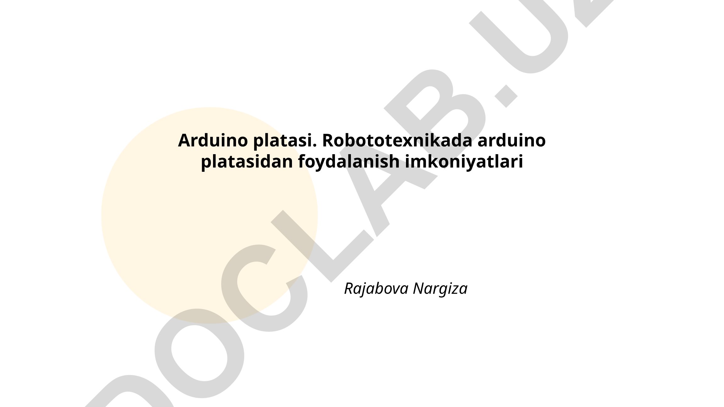 Arduino platasining robototexnikada qo'llanilishi