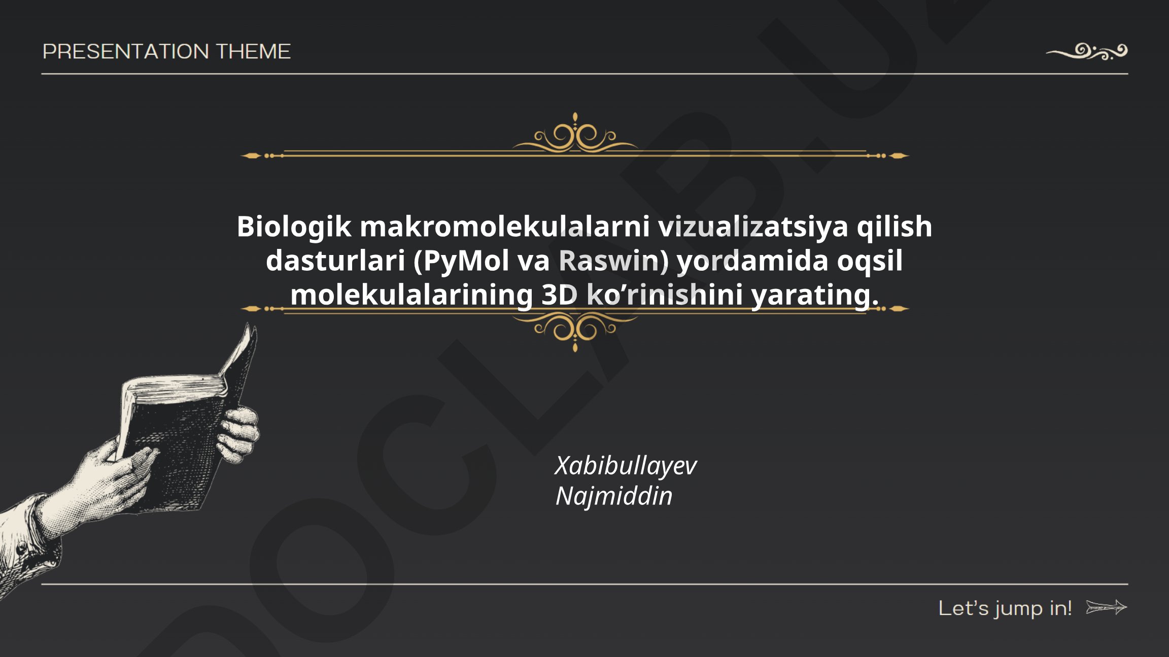 Biologik makromolekulalarni vizualizatsiya qilish dasturlari (PyMol va Raswin) yordamida oqsil molekulalarining 3D ko'rinishini yarating