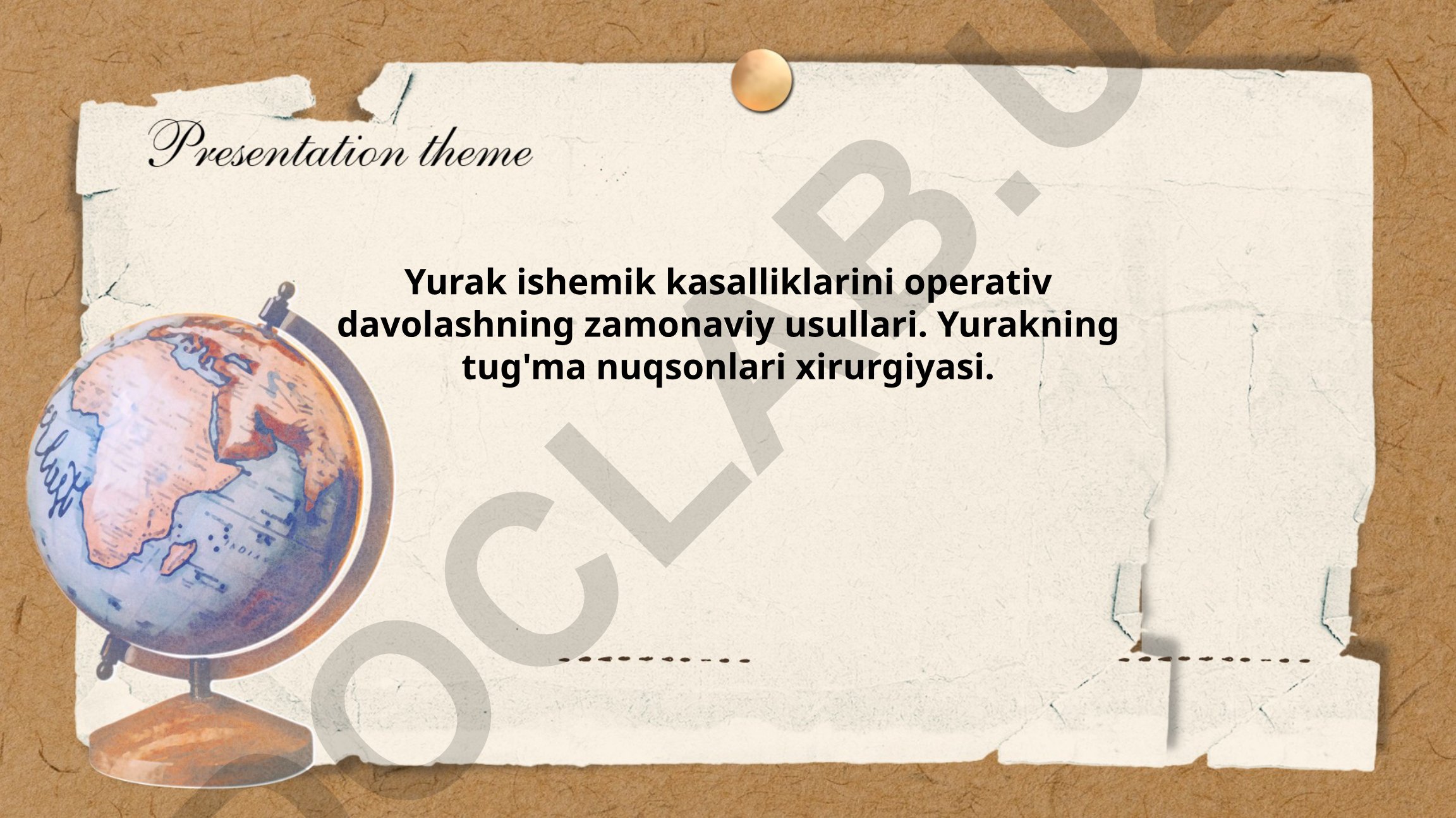 Yurak ishemik kasalliklarini operativ davolashning zamonaviy usullari va yurakning tug'ma nuqsonlari xirurgiyasi