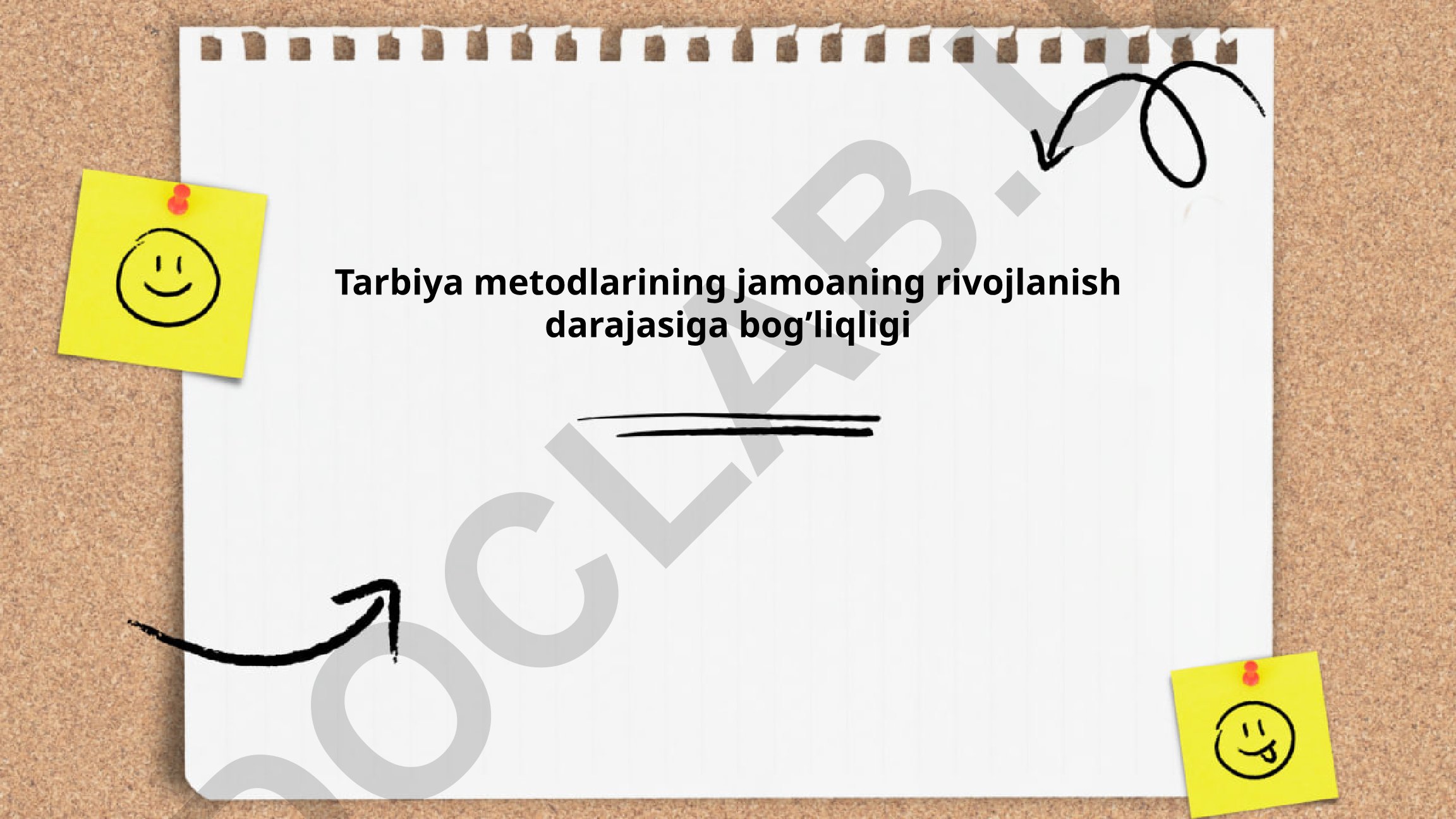 Tarbiya metodlarining jamoaning rivojlanish darajasiga bog'liqligi