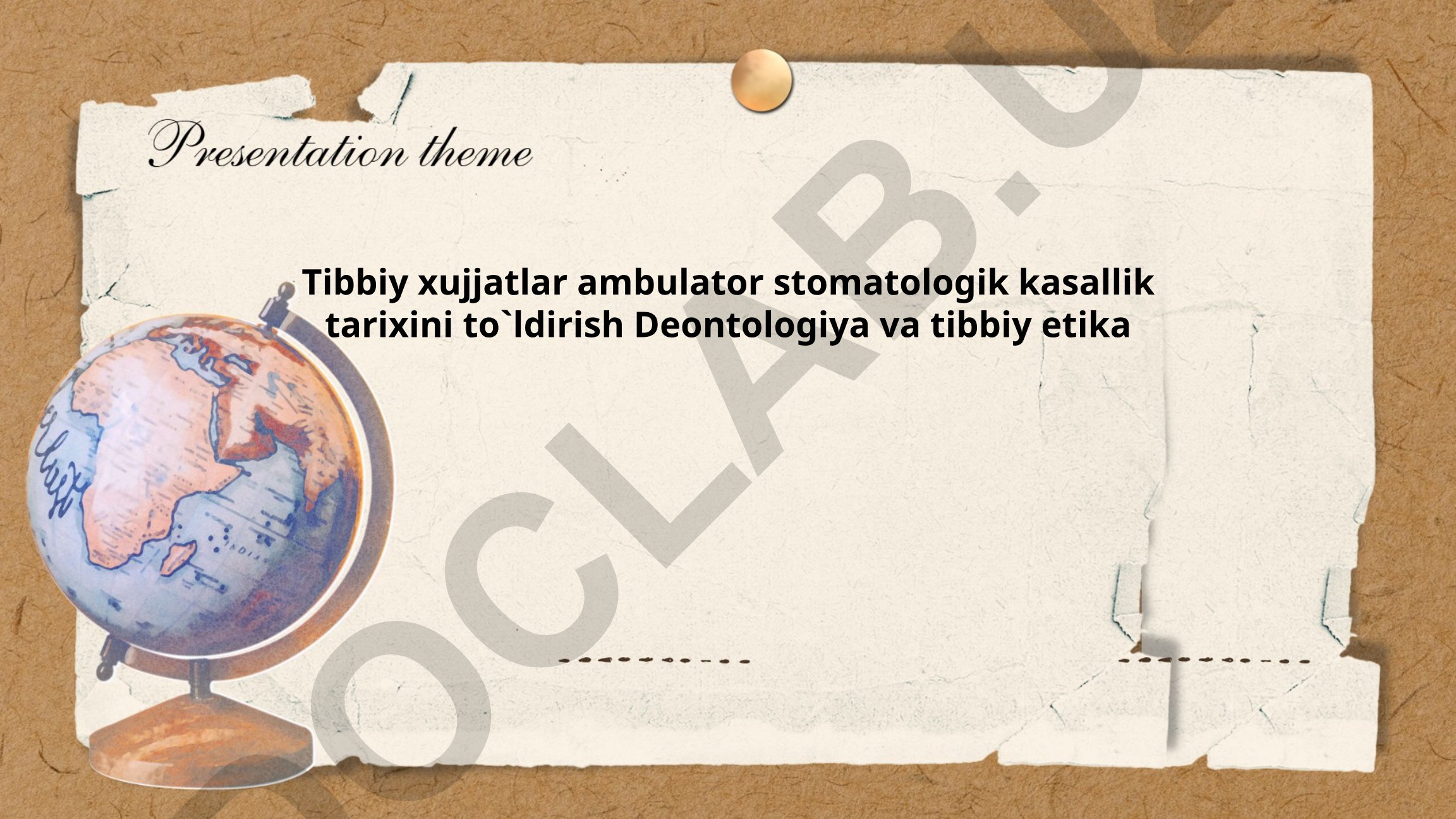 Tibbiy etika va deontologiya asoslari stomatologiyada
