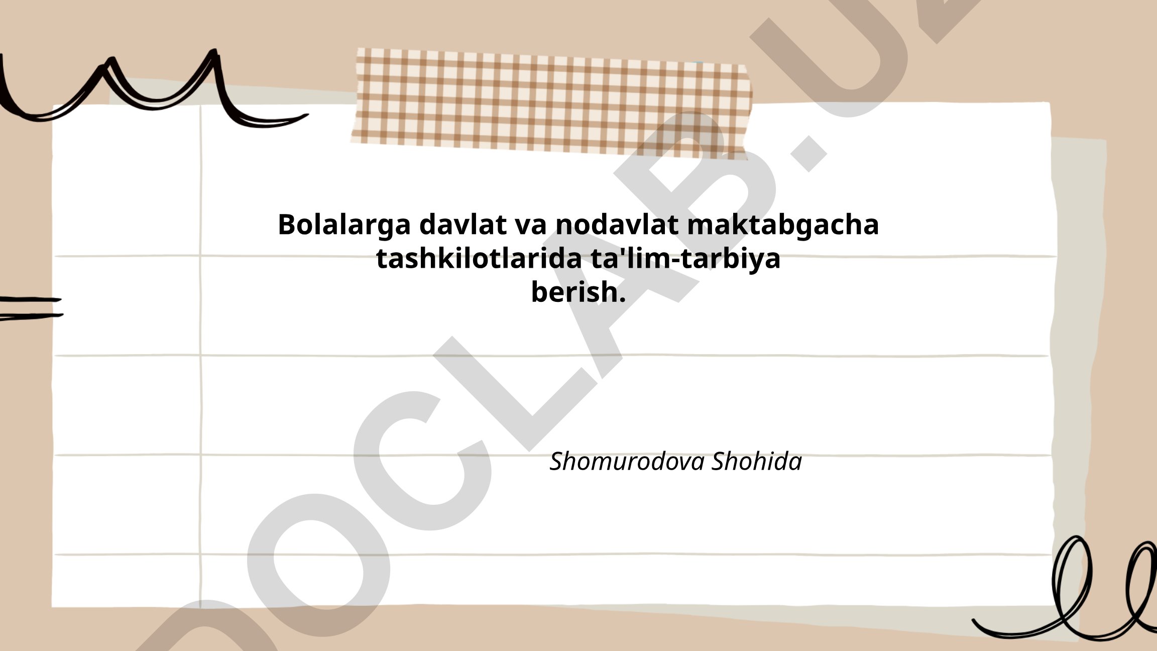 Bolalarga davlat va nodavlat maktabgacha tashkilotlarida ta'lim-tarbiya berish