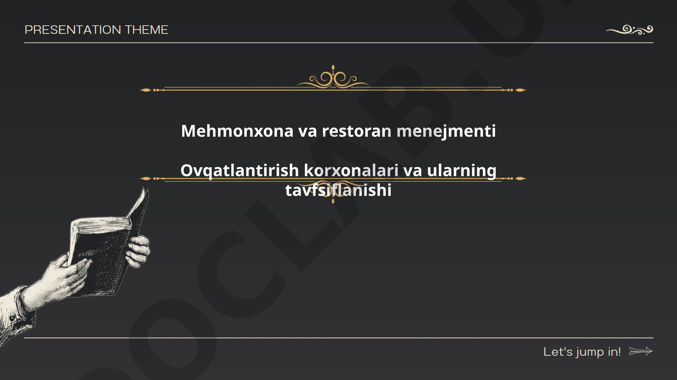 Mehmonxona va restoran menejmenti: Ovqatlantirish korxonalari turlari va tasnifi