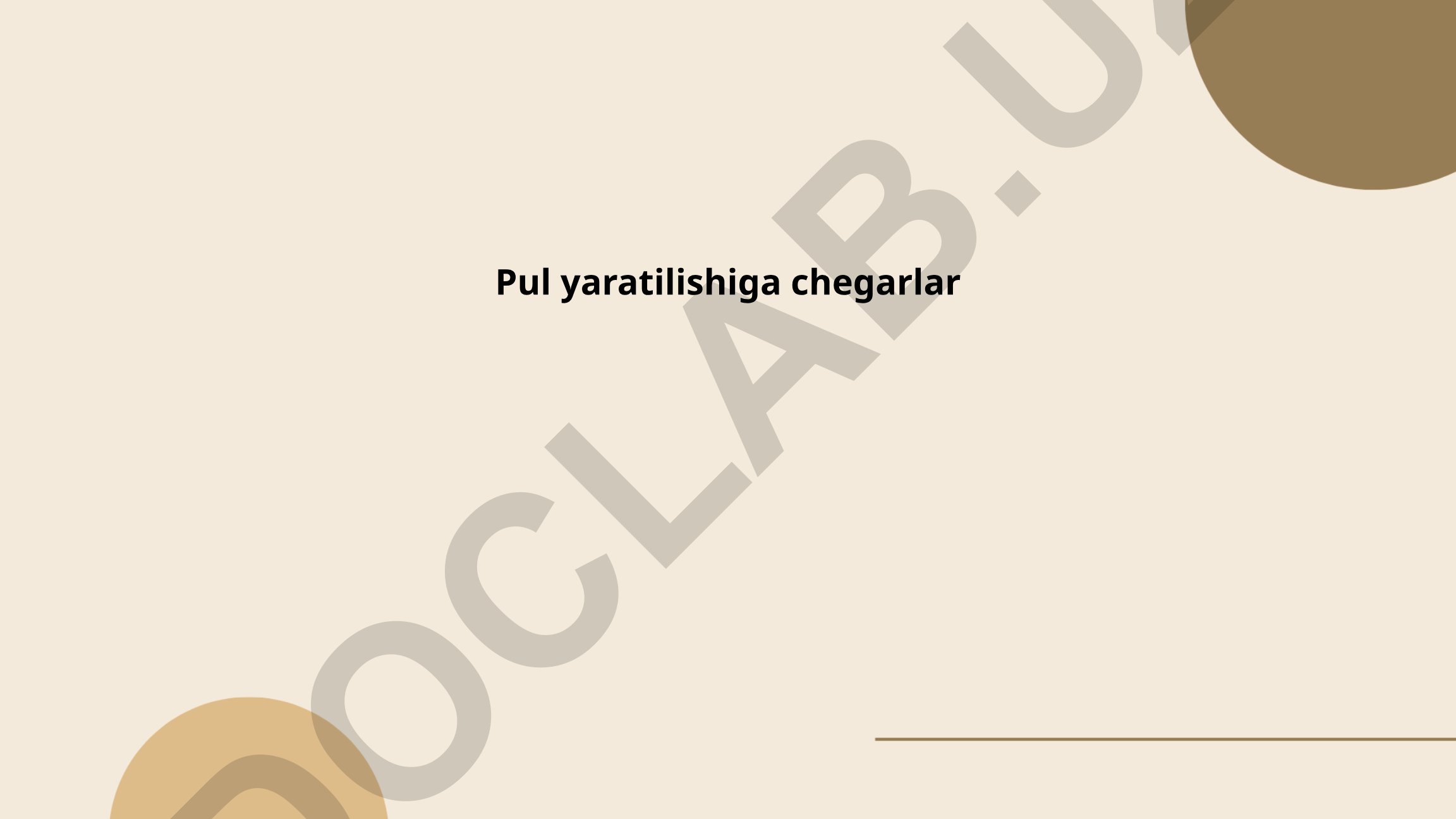 Pul yaratilishiga chegarlar