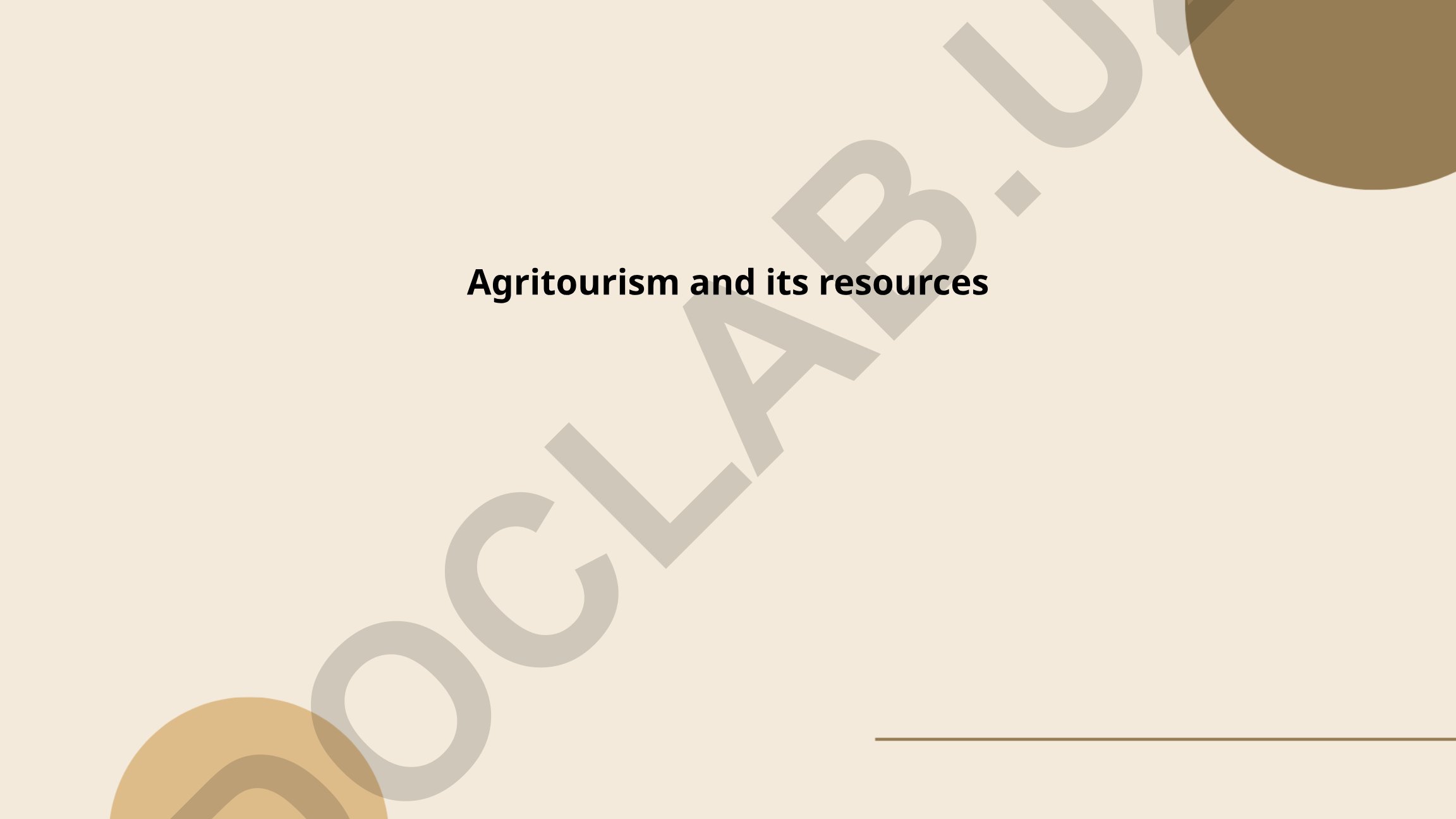 Agritourism and its resources