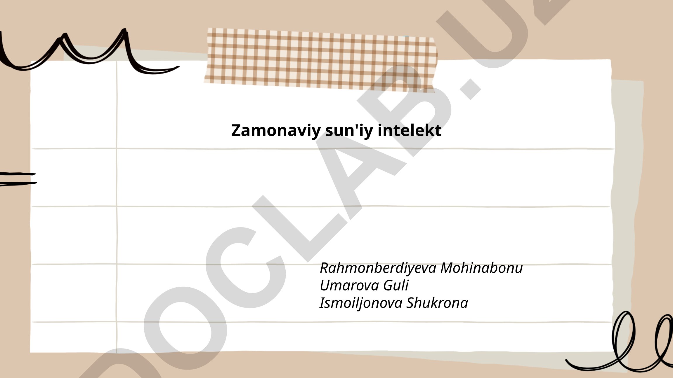 Zamonaviy sun'iy intellekt texnologiyalari va qo'llanilishi