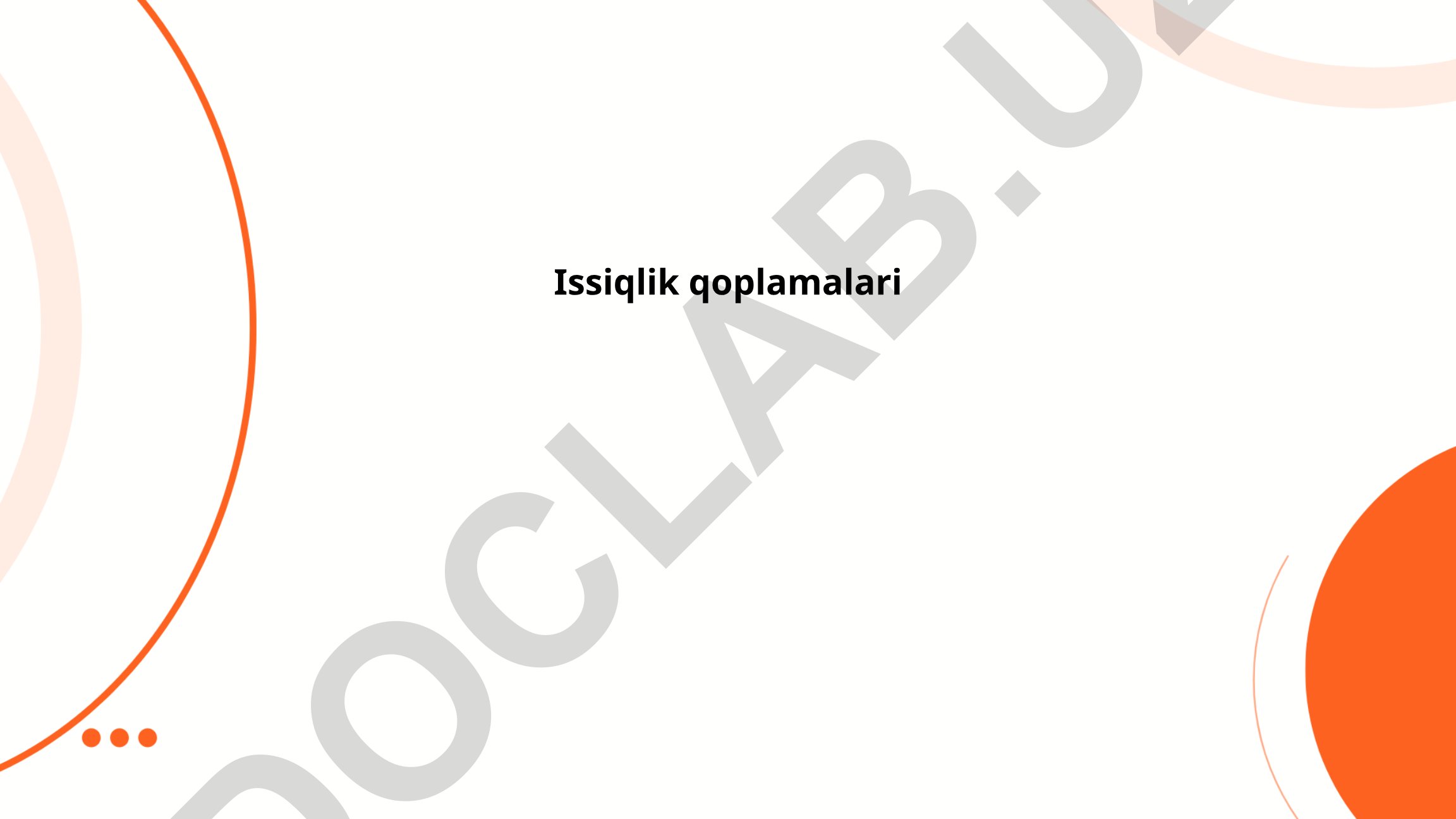 Issiqlik qoplamalari turlari va materiallari