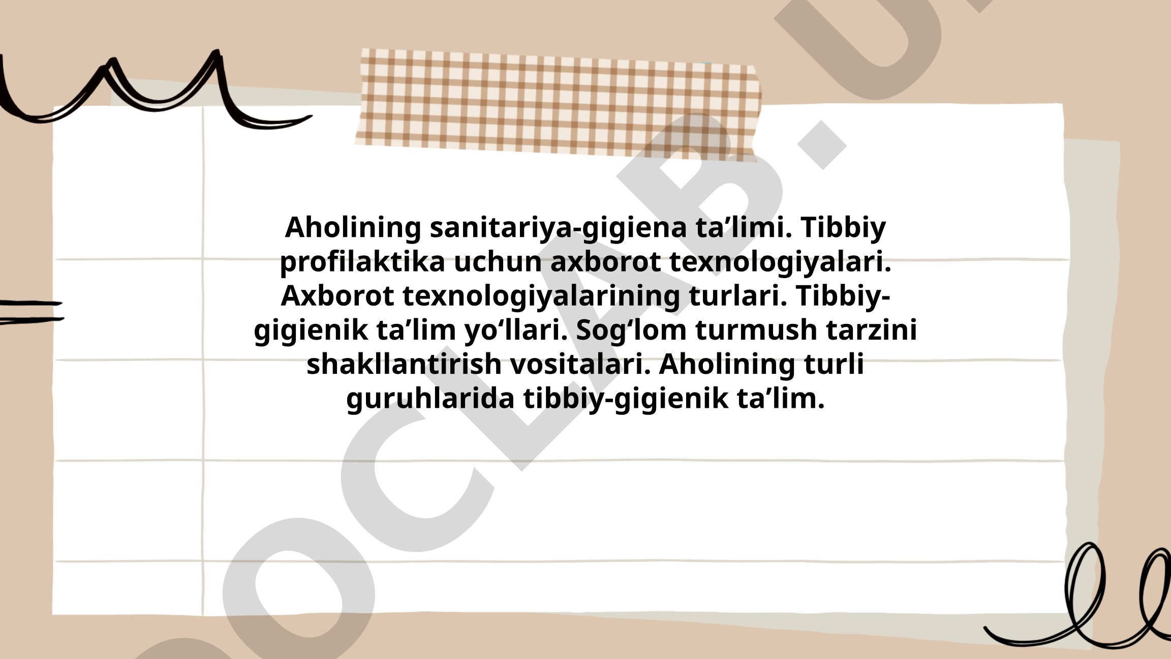 Aholining sanitariya-gigiena taʼlimi va tibbiy profilaktikada axborot texnologiyalari