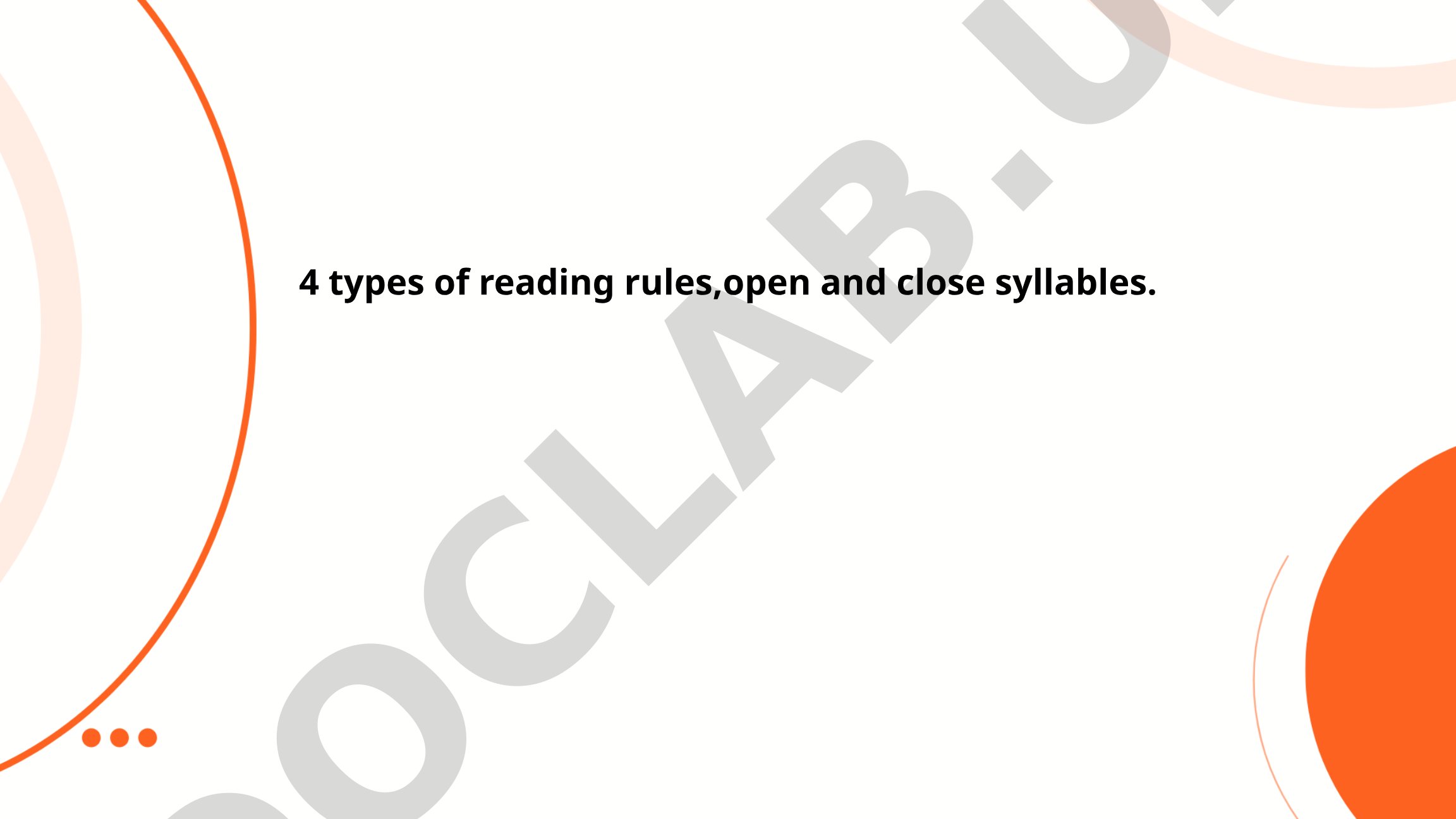 4 Types of Reading Rules: Open and Closed Syllables