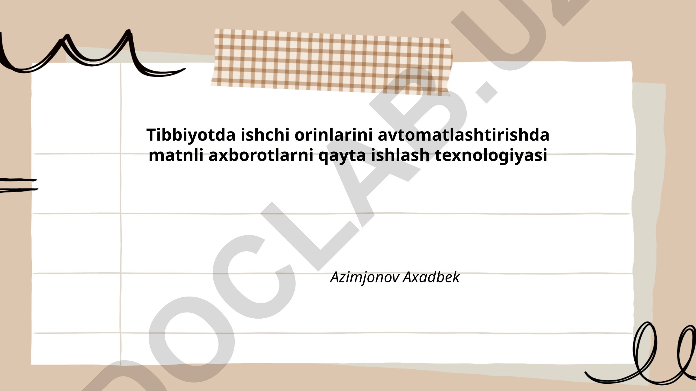 Tibbiyotda ishchi orinlarini avtomatlashtirishda matnli axborotlarni qayta ishlash texnologiyasi