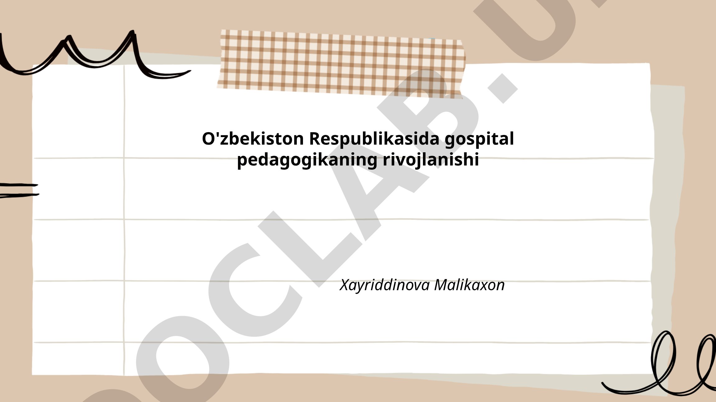 O'zbekiston Respublikasida gospital pedagogikaning rivojlanishi