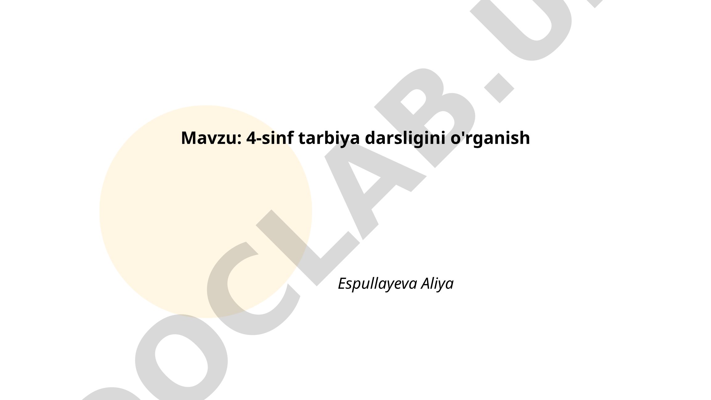 4-sinf tarbiya darsligini o'rganish