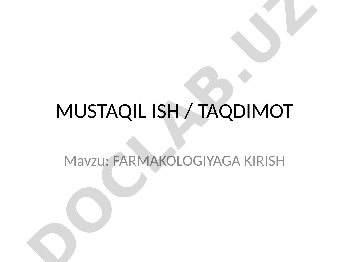 Farmakologiyaga kirish